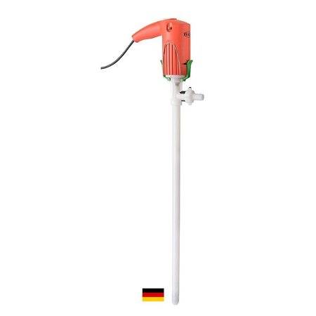 FLUX Drum Pump, PVDF, 27" Long, Electric Motor, 120V, 60Hz, 1ph, 230 Watts Power 24-ZORO0061